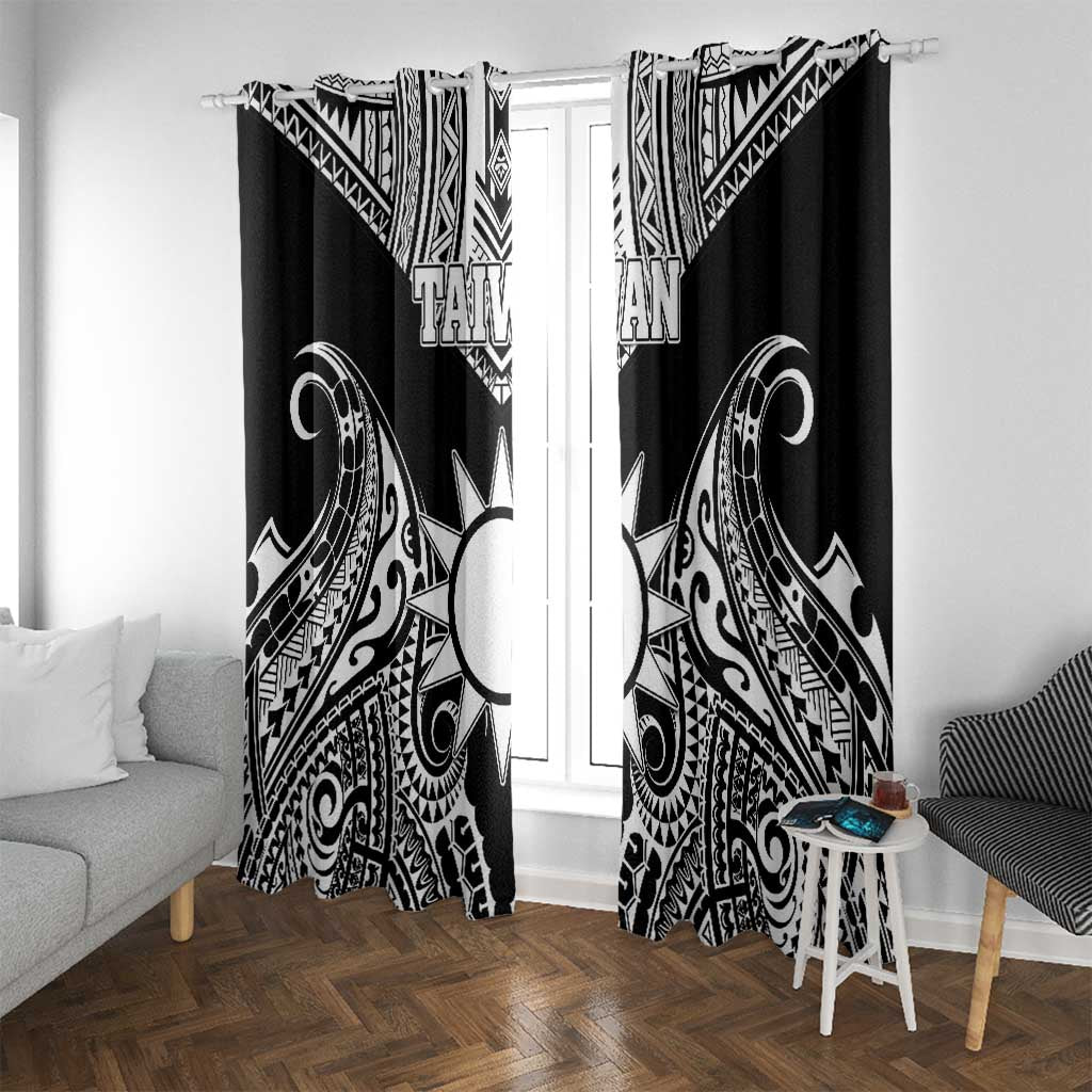Taiwan Window Curtain Austronesian Tribal Tattoo Black - Polynesian Pride