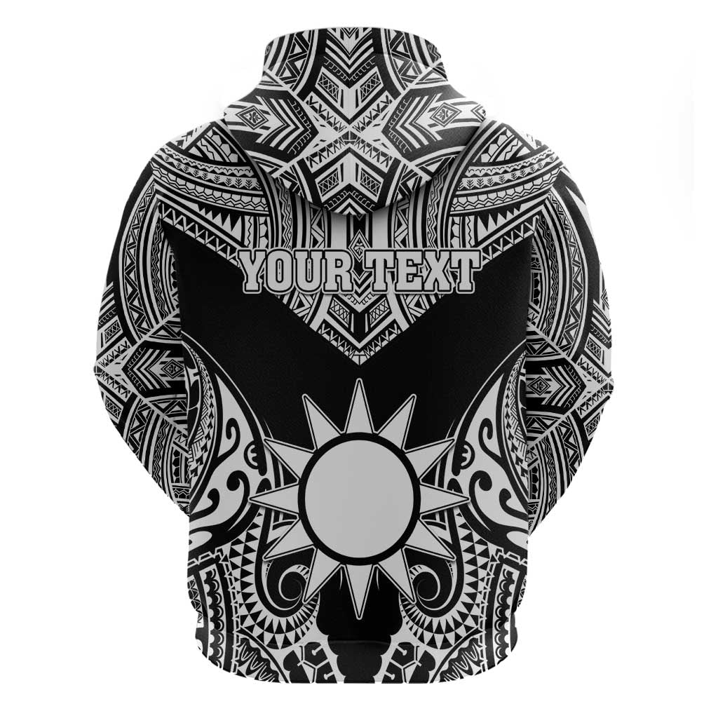 Personalised Taiwan Zip Hoodie Austronesian Tribal Tattoo Black - Polynesian Pride