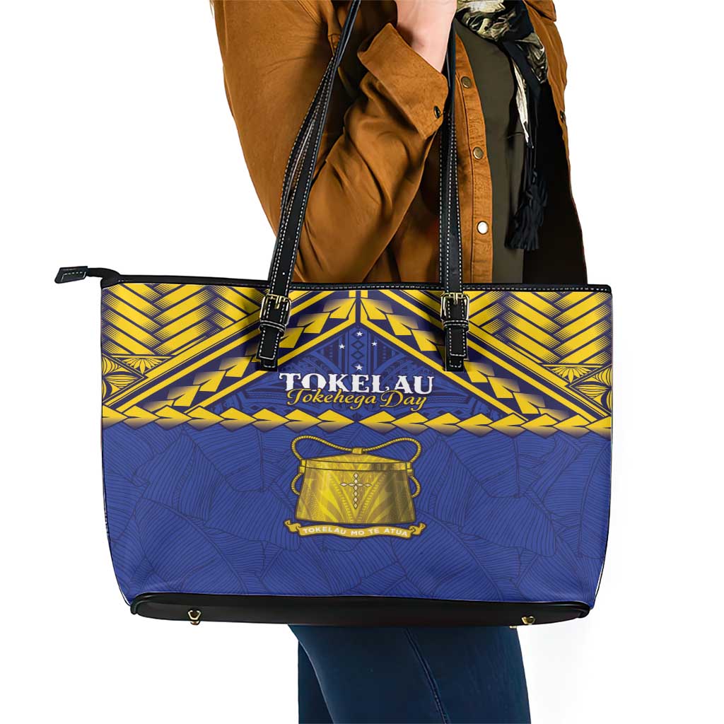 Tokelau Happy Tokehega Day Leather Tote Bag Polynesian Tribal Tattoo