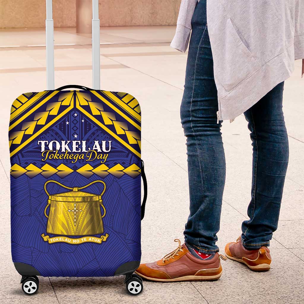 Tokelau Happy Tokehega Day Luggage Cover Polynesian Tribal Tattoo LT05 Blue - Polynesian Pride