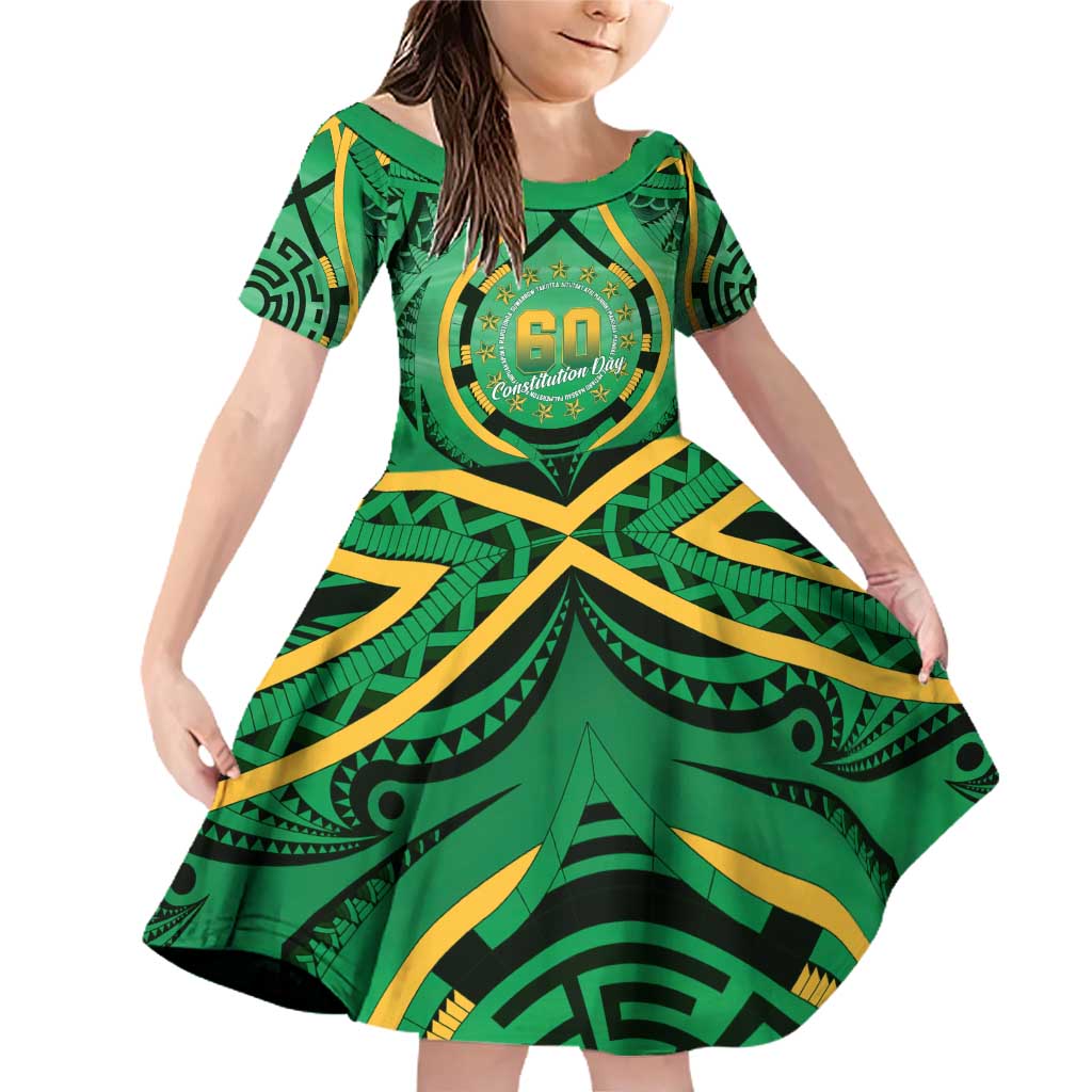Cook Islands Constitution Day Family Matching Off Shoulder Short Dress and Hawaiian Shirt 60th Anniversary - Polynesian Pride