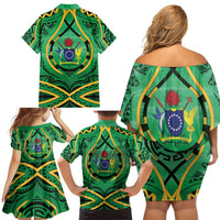 Cook Islands Constitution Day Family Matching Off Shoulder Short Dress and Hawaiian Shirt 60th Anniversary - Polynesian Pride