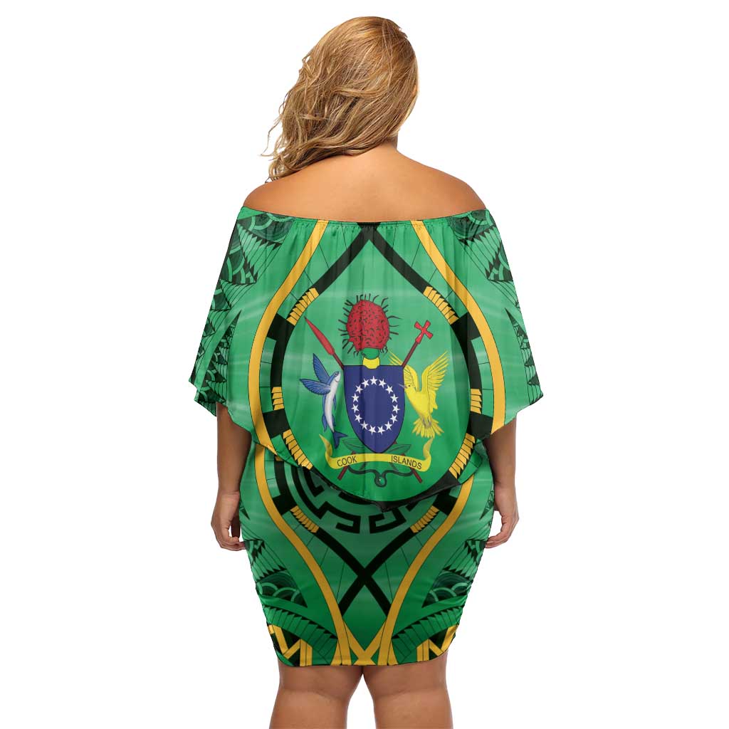 Cook Islands Constitution Day Family Matching Off Shoulder Short Dress and Hawaiian Shirt 60th Anniversary - Polynesian Pride