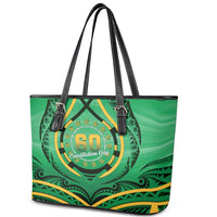Cook Islands Constitution Day Leather Tote Bag 60th Anniversary - Polynesian Pride