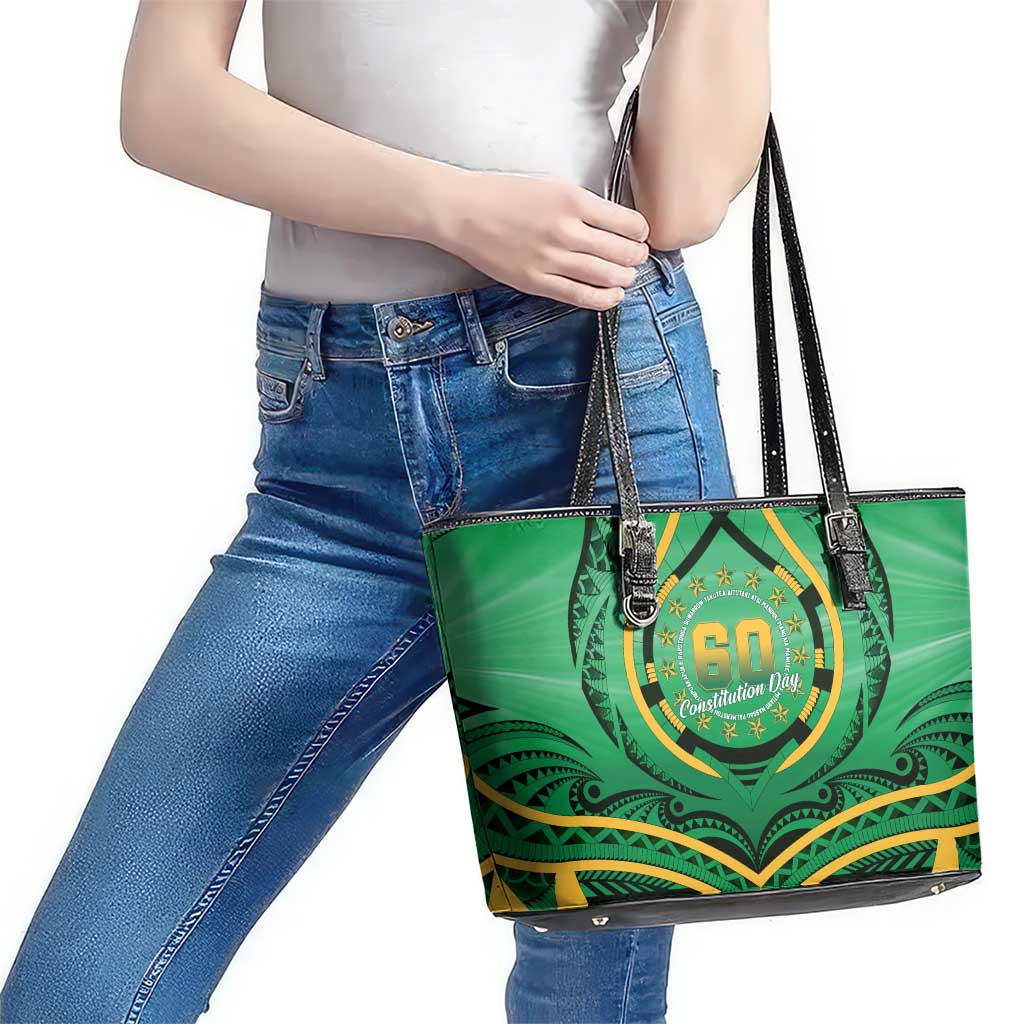 Cook Islands Constitution Day Leather Tote Bag 60th Anniversary - Polynesian Pride