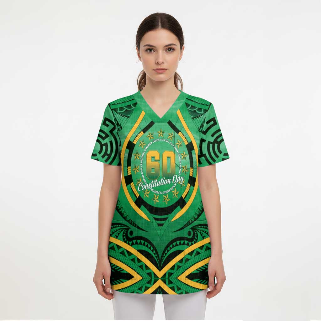 Cook Islands Constitution Day Scrub Top 60th Anniversary - Polynesian Pride