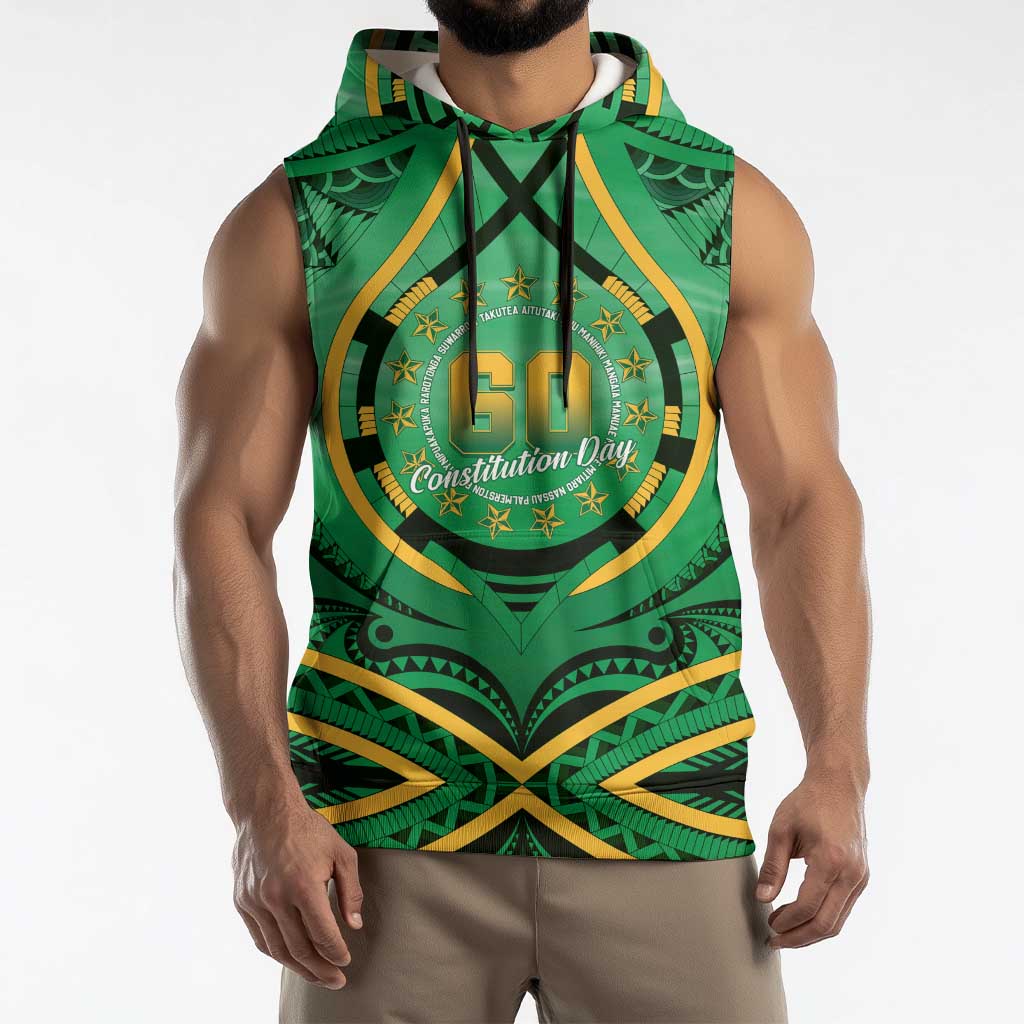 Cook Islands Constitution Day Sleeveless Hoodie 60th Anniversary - Polynesian Pride