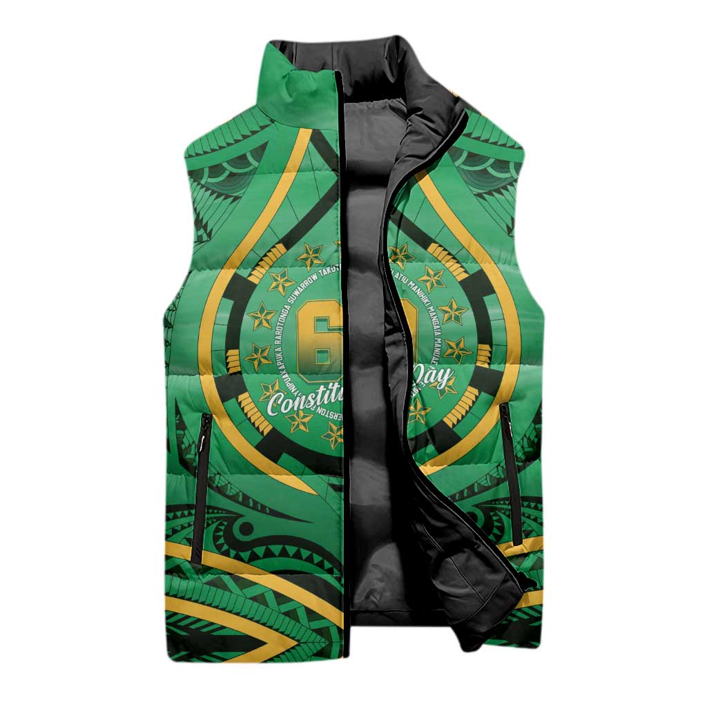 Cook Islands Constitution Day Sleeveless Puffer Jacket 60th Anniversary - Polynesian Pride