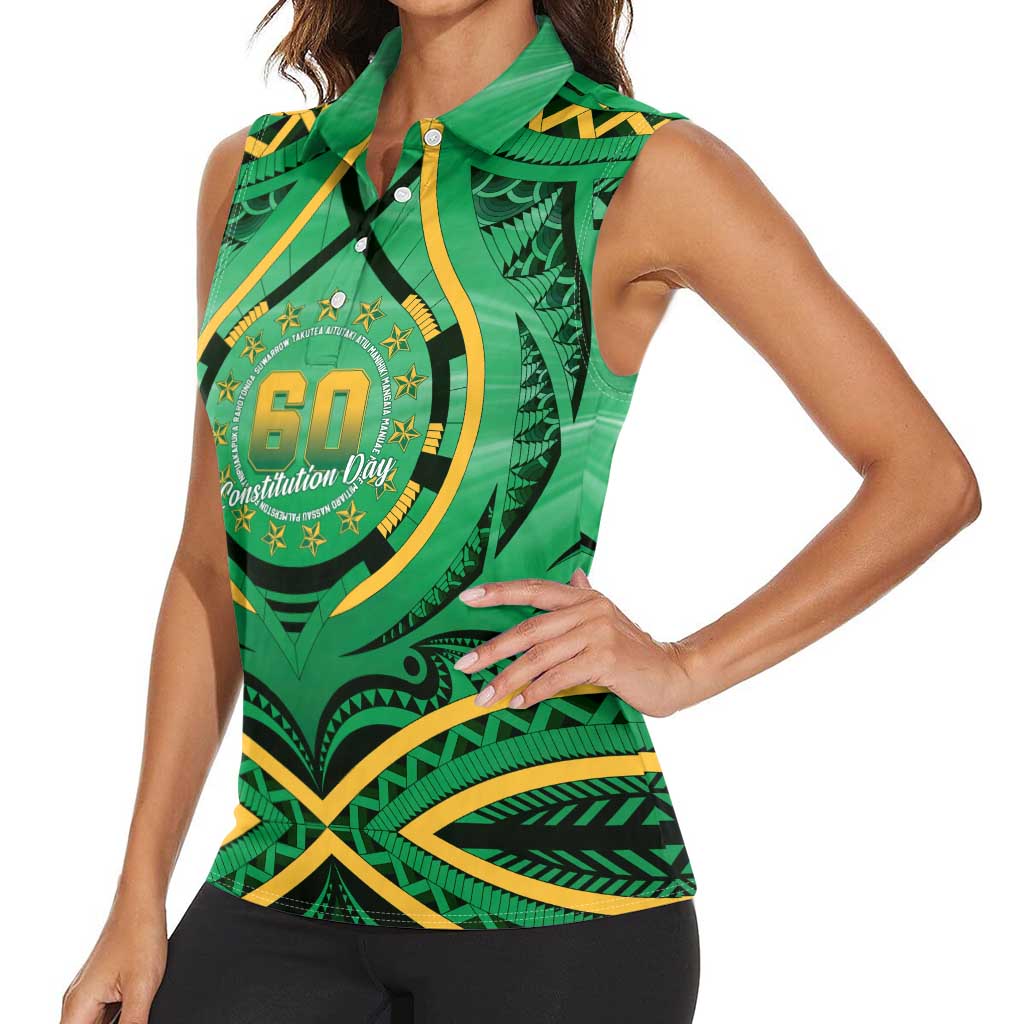Cook Islands Constitution Day Women Sleeveless Polo Shirt 60th Anniversary - Polynesian Pride