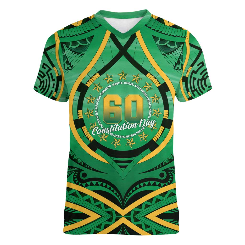 Cook Islands Constitution Day Women V-Neck T-Shirt 60th Anniversary - Polynesian Pride
