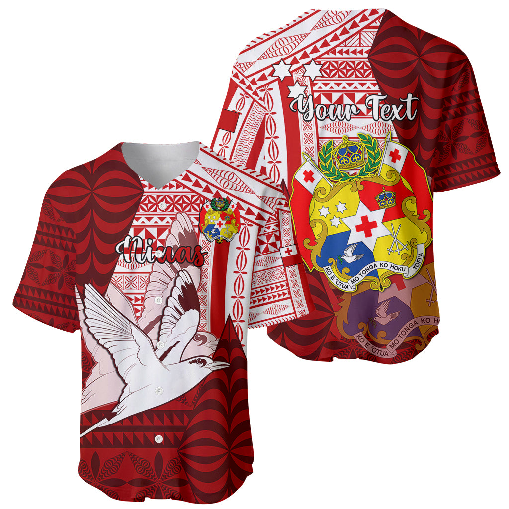 Personalized Tonga Niuas Baseball Jersey White Tailed Tropicbird With Ngatu Pattern LT05 - Polynesian Pride