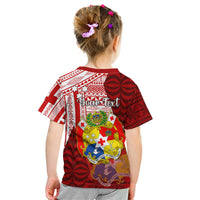 Personalized Tonga Niuas Kid T Shirt White Tailed Tropicbird With Ngatu Pattern LT05 - Polynesian Pride