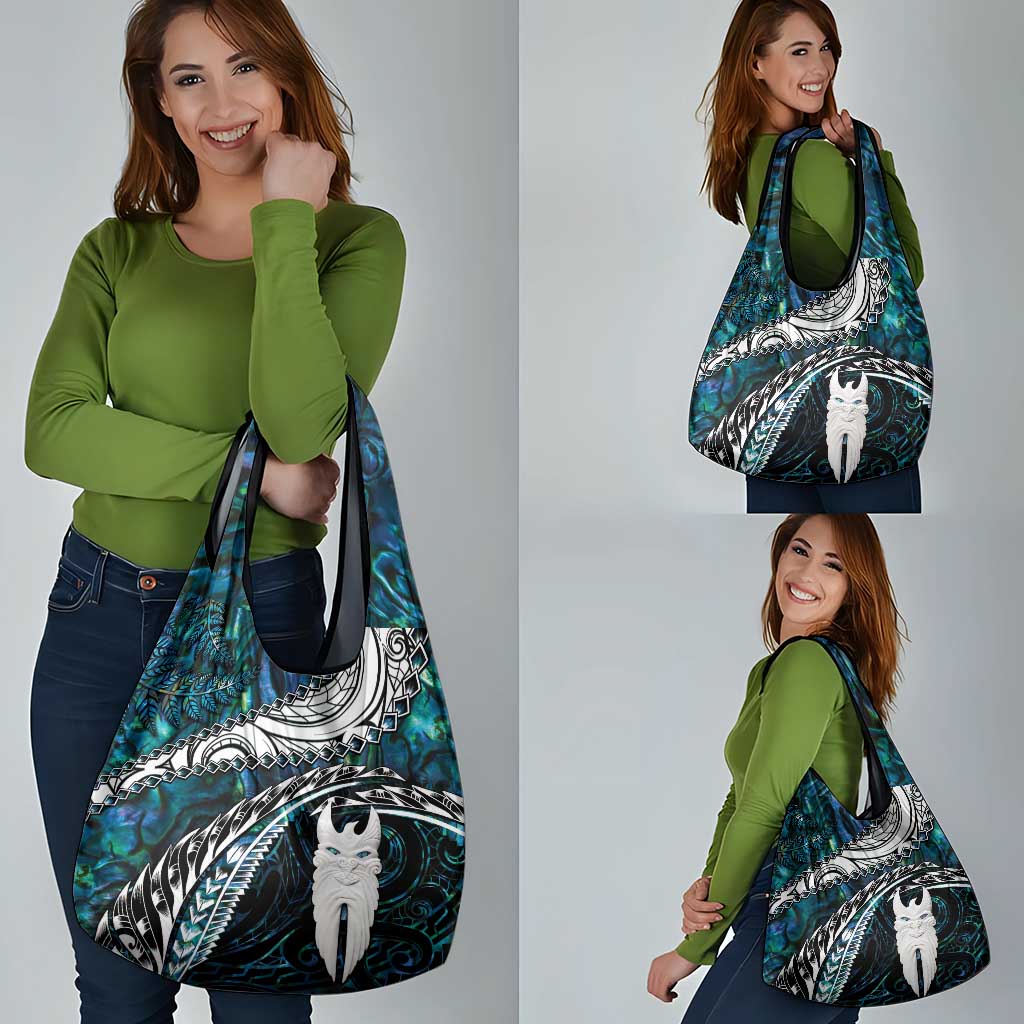New Zealand Aotearoa Grocery Bag Maori Hei Rehua Paua Shell Glitter Green