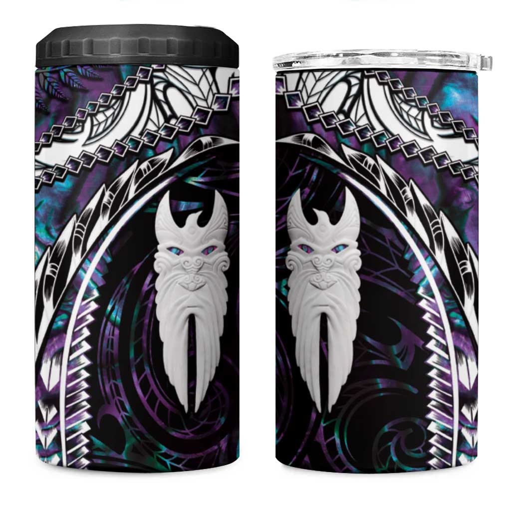 New Zealand Aotearoa 4 in 1 Can Cooler Tumbler Maori Hei Rehua Paua Shell Glitter Purple