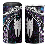 New Zealand Aotearoa 4 in 1 Can Cooler Tumbler Maori Hei Rehua Paua Shell Glitter Purple