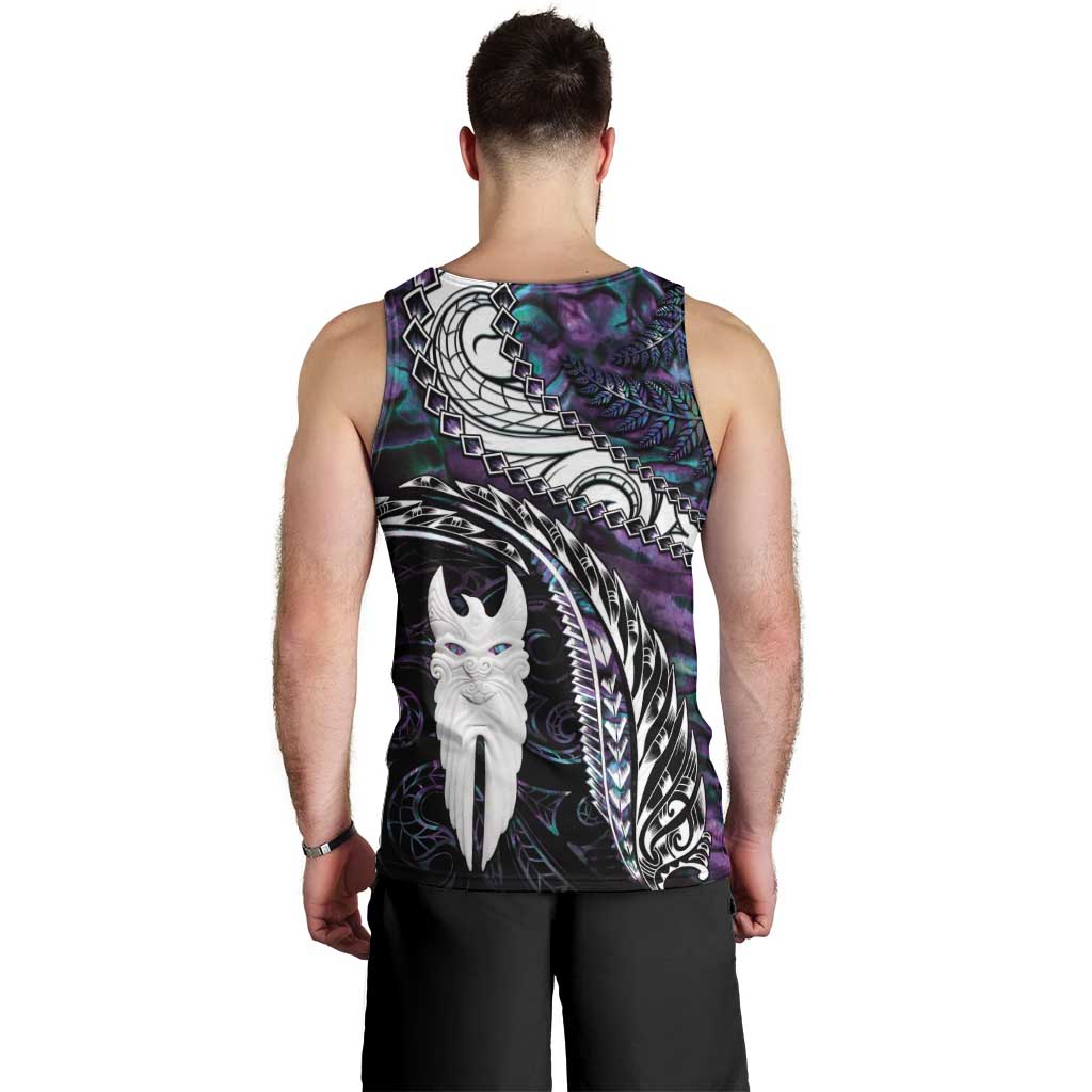 New Zealand Aotearoa Men Tank Top Maori Hei Rehua Paua Shell Glitter Purple
