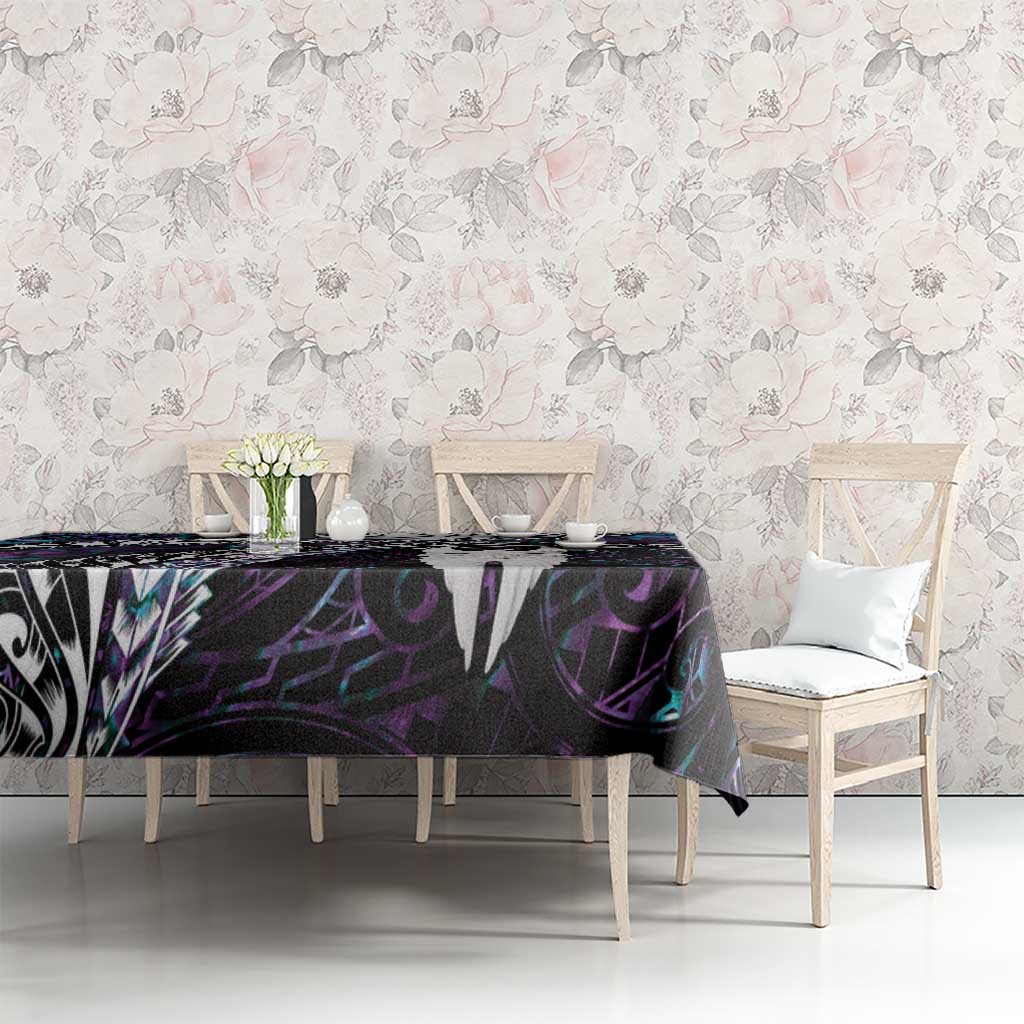 New Zealand Aotearoa Tablecloth Maori Hei Rehua Paua Shell Glitter Purple