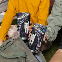 New Zealand Aotearoa Tumbler Cup Maori Hei Rehua Paua Shell Glitter Purple