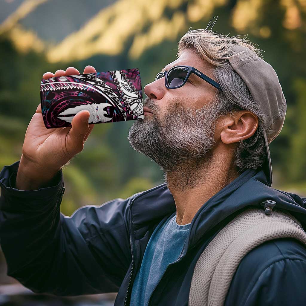 New Zealand Aotearoa 4 in 1 Can Cooler Tumbler Maori Hei Rehua Paua Shell Glitter Pink