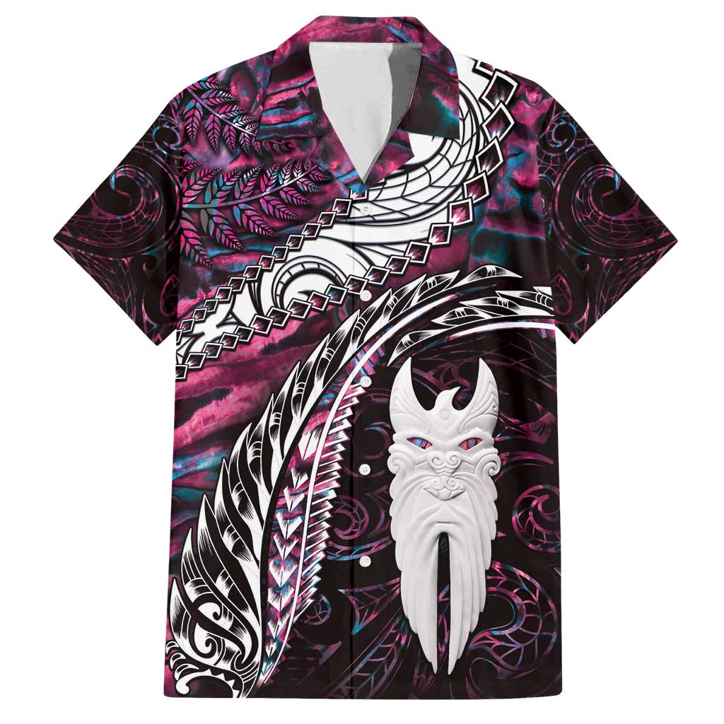 New Zealand Aotearoa Family Matching Long Sleeve Bodycon Dress and Hawaiian Shirt Maori Hei Rehua Paua Shell Glitter Pink