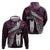 New Zealand Aotearoa Hoodie Maori Hei Rehua Paua Shell Glitter Pink