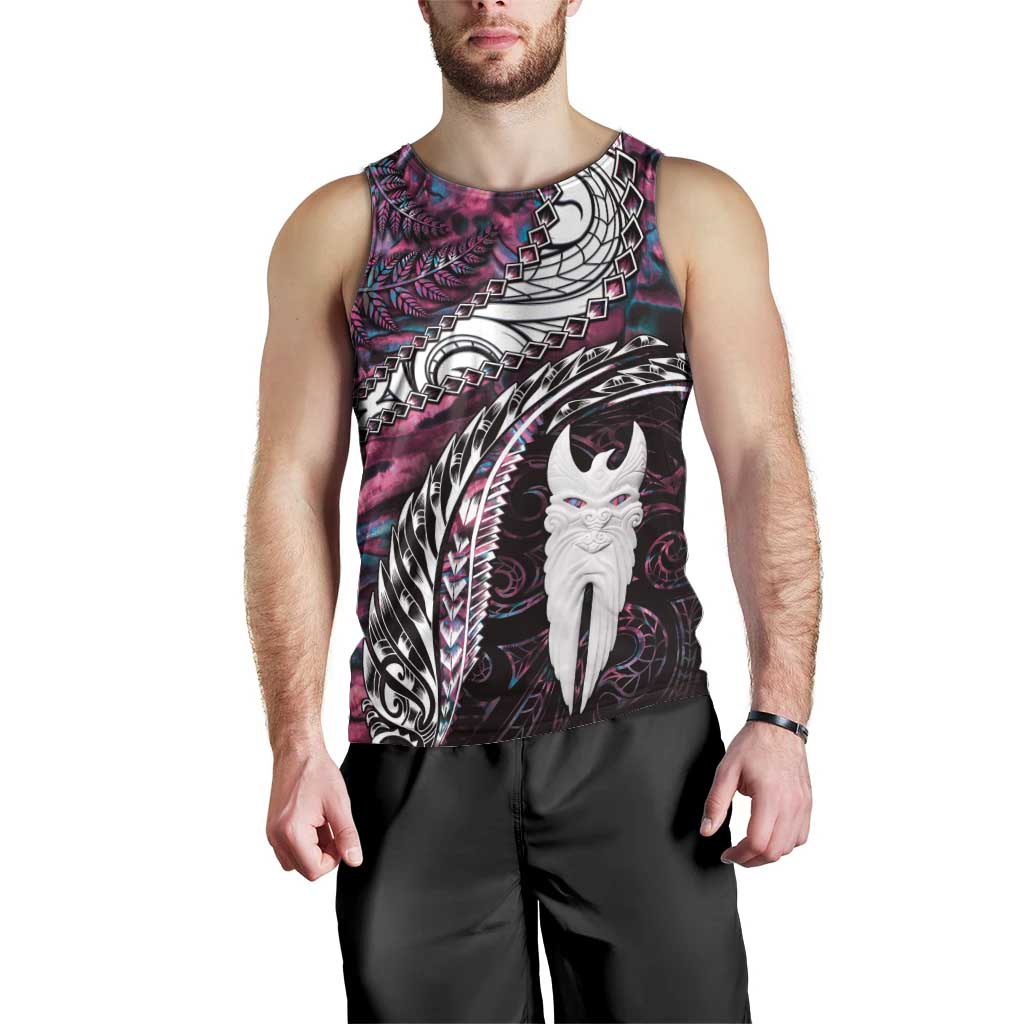 New Zealand Aotearoa Men Tank Top Maori Hei Rehua Paua Shell Glitter Pink