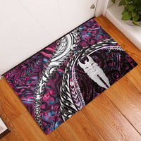 New Zealand Aotearoa Rubber Doormat Maori Hei Rehua Paua Shell Glitter Pink
