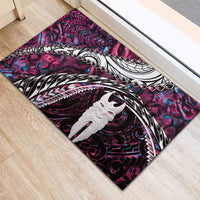 New Zealand Aotearoa Rubber Doormat Maori Hei Rehua Paua Shell Glitter Pink