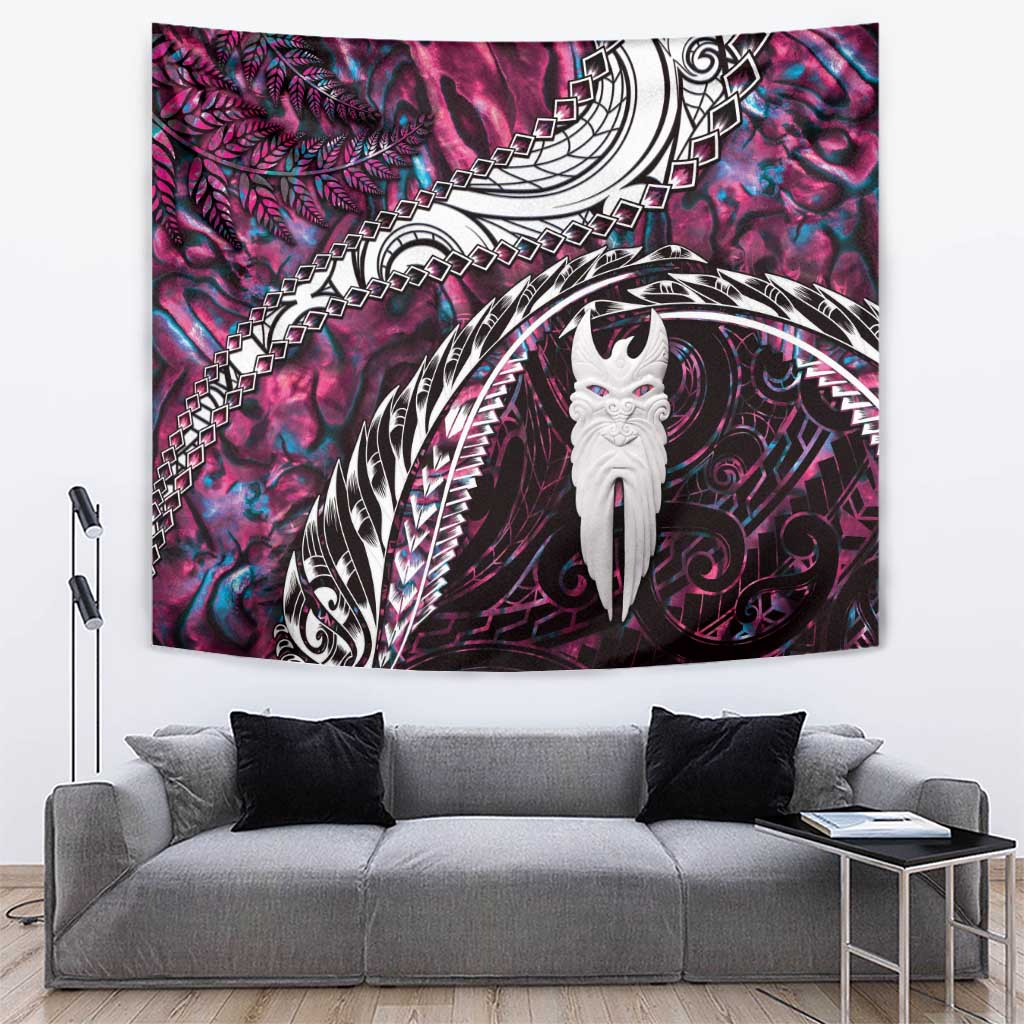 New Zealand Aotearoa Tapestry Maori Hei Rehua Paua Shell Glitter Pink LT05 Pink - Polynesian Pride