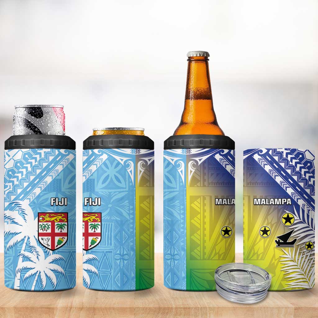 Happy Malampa Fiji Day 4 in 1 Can Cooler Tumbler Half Mix Style