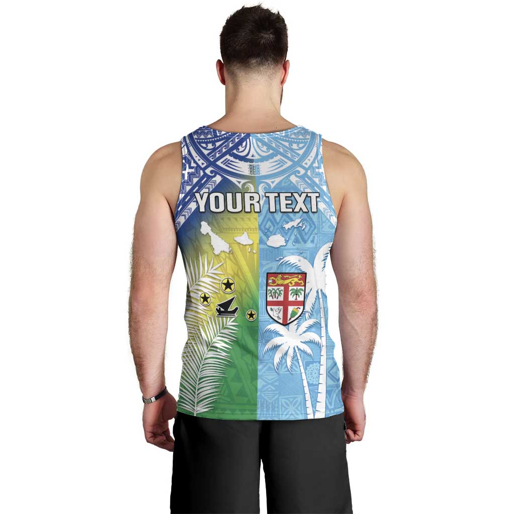 Personalised Happy Malampa Fiji Day Men Tank Top Half Mix Style
