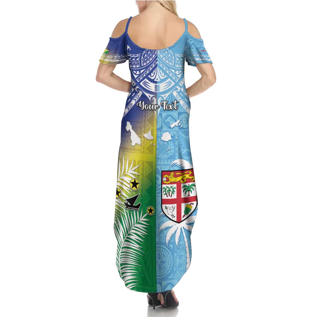 Personalised Happy Malampa Fiji Day Summer Maxi Dress Half Mix Style