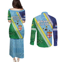 Love Malampa Fiji Day Couples Matching Puletasi and Long Sleeve Button Shirt Together We Grow LT05 - Polynesian Pride