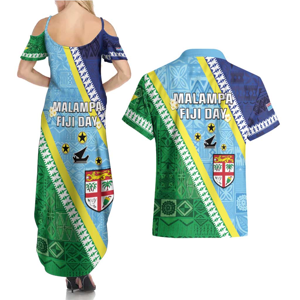 Love Malampa Fiji Day Couples Matching Summer Maxi Dress and Hawaiian Shirt Together We Grow LT05 - Polynesian Pride