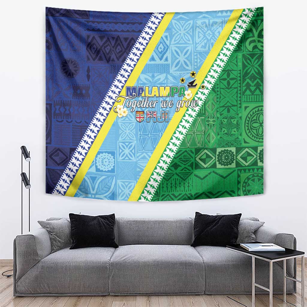 Love Malampa Fiji Day Tapestry Together We Grow LT05 Blue - Polynesian Pride