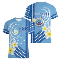 Personalised Federated States of Micronesia Women V-Neck T-Shirt Happy 38th Independence Anniversary