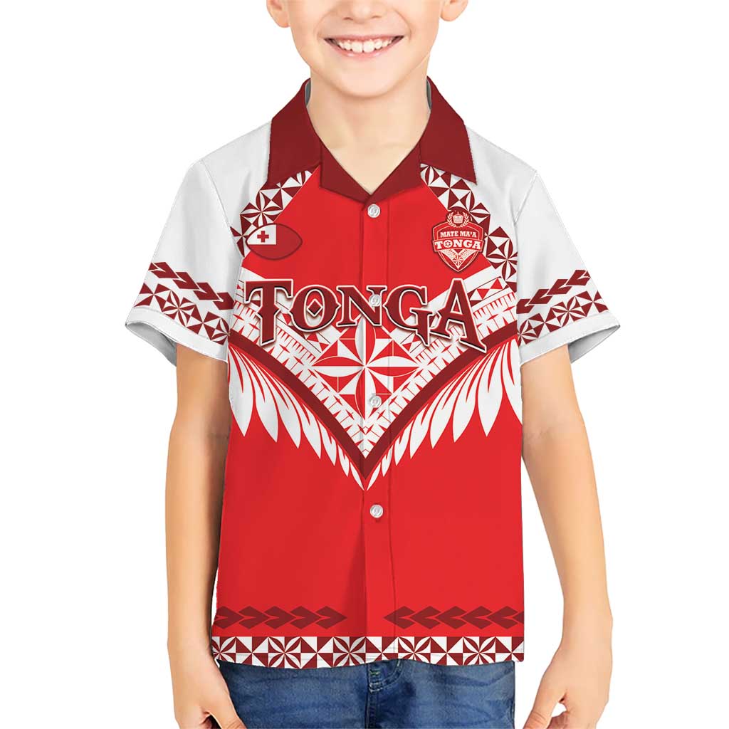 Custom Tonga Mate Maa Rugby Kid Hawaiian Shirt Go Champions LT05 Kid Red - Polynesian Pride