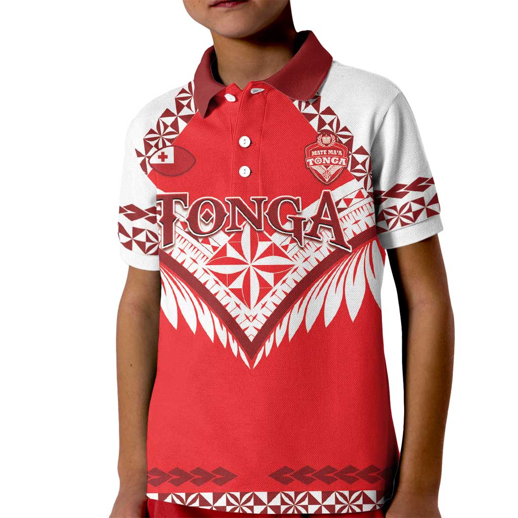 Custom Tonga Mate Maa Rugby Kid Polo Shirt Go Champions LT05 Kid Red - Polynesian Pride