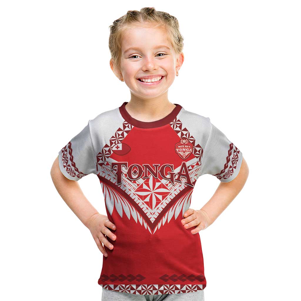 Custom Tonga Mate Maa Rugby Kid T Shirt Go Champions LT05 Red - Polynesian Pride