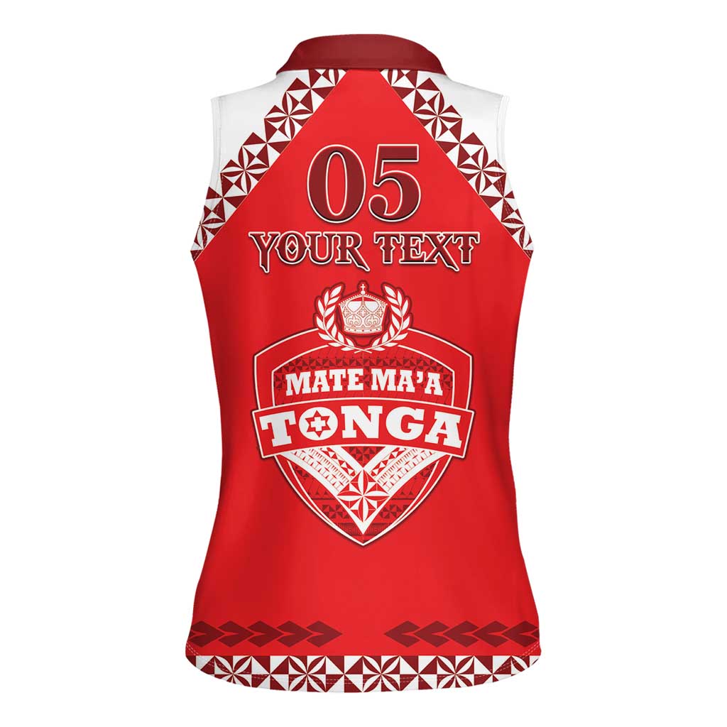 Custom Tonga Mate Maa Rugby Women Sleeveless Polo Shirt Go Champions LT05 - Polynesian Pride