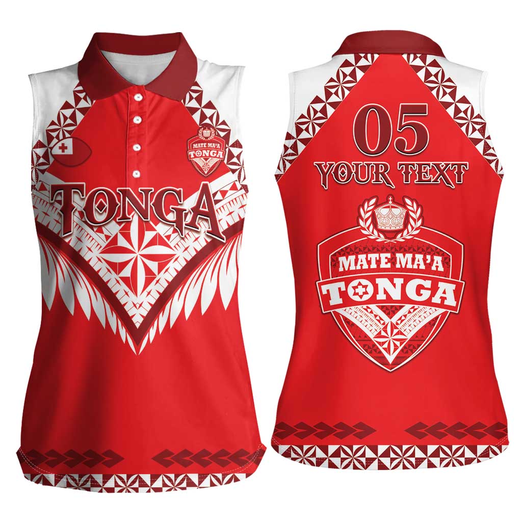 Custom Tonga Mate Maa Rugby Women Sleeveless Polo Shirt Go Champions LT05 - Polynesian Pride