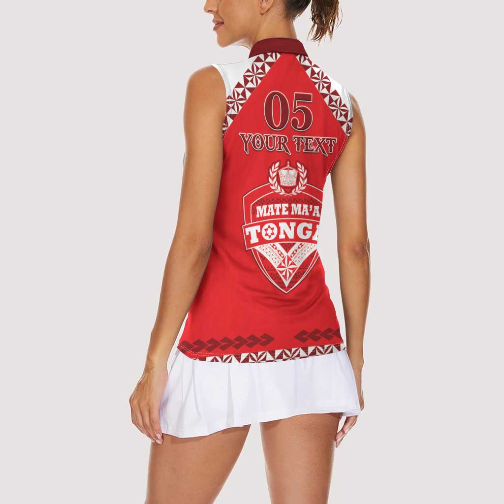 Custom Tonga Mate Maa Rugby Women Sleeveless Polo Shirt Go Champions LT05 - Polynesian Pride
