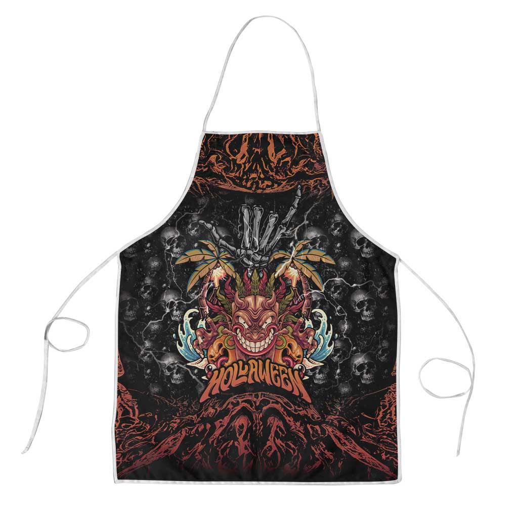 Aloha Halloween Apron Horror Tiki Heavy Metal Style - Polynesian Pride