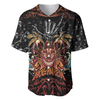 Aloha Halloween Baseball Jersey Horror Tiki Heavy Metal Style - Polynesian Pride