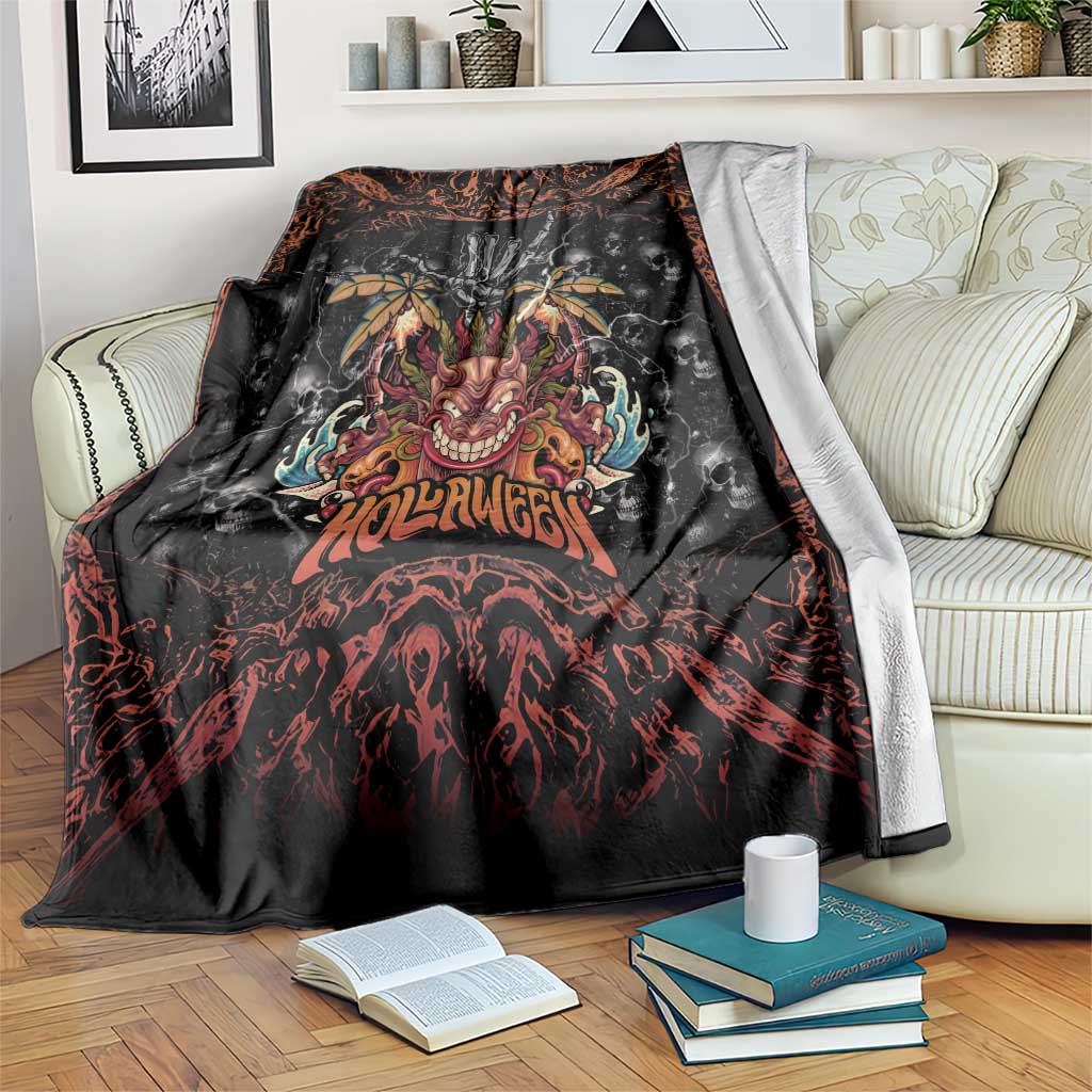 Aloha Halloween Blanket Horror Tiki Heavy Metal Style - Polynesian Pride