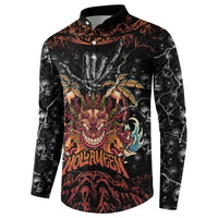 Aloha Halloween Button Sweatshirt Horror Tiki Heavy Metal Style - Polynesian Pride