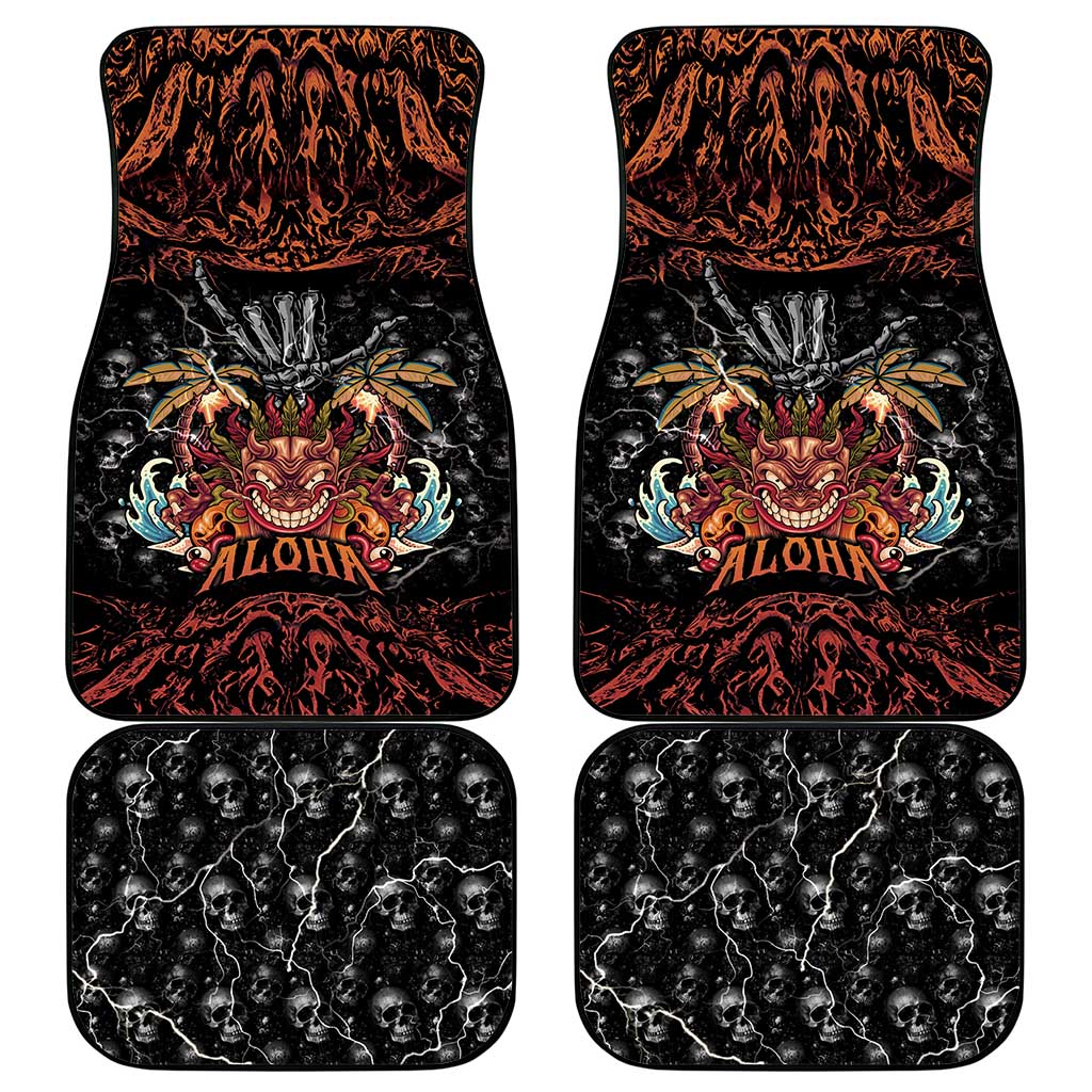 Aloha Halloween Car Mats Horror Tiki Heavy Metal Style - Polynesian Pride