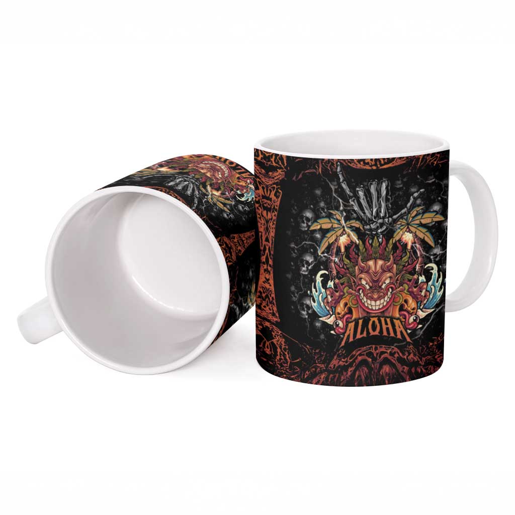 Aloha Halloween Ceramic Mug Horror Tiki Heavy Metal Style - Polynesian Pride