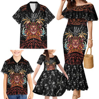 Aloha Halloween Family Matching Mermaid Dress and Hawaiian Shirt Horror Tiki Heavy Metal Style - Polynesian Pride