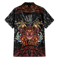 Aloha Halloween Family Matching Off The Shoulder Long Sleeve Dress and Hawaiian Shirt Horror Tiki Heavy Metal Style - Polynesian Pride